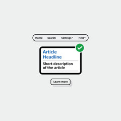 Poster - Website article headline and short description with navigation bar