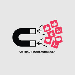 Poster - Attract your audience magnet social media marketing strategy illustration