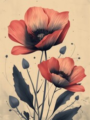 Poster - Minimalistic line art of Botanical wall art