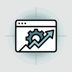  - Website optimization growth gear upward trend graphic icon