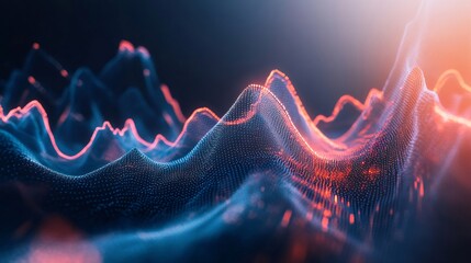 Poster - Colorful seismic waves are spreading across a landscape, emanating from the epicenter of an earthquake, creating a mesmerizing ripple effect with vibrant hues