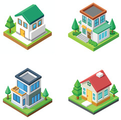 Poster - Set of five home icons modern house symbols isolated on white background