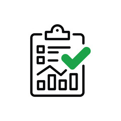 Poster - Checklist clipboard icon with graph and check mark successful task completion business report