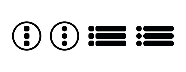 Poster - menu icon. website and mobile navigation button. Isolated vector of collapsed menu or navigation bar with three horizontal bars, squares, dots for website,ui,app. menu bar png and vector