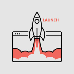 Poster - Website launch rocket icon startup business new project