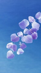 Aufkleber - Minimal Dark Purple Leaves Drifting in Ink Blue Water