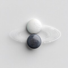 Aufkleber - Minimalist Sun and Moon Symbol: Black and White Spheres in Orbit