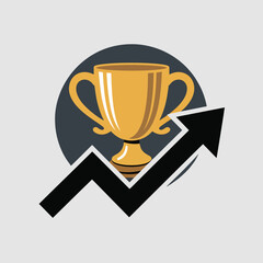 Poster - gold trophy award winning success growth chart upward trend