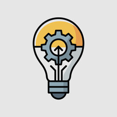 Poster - Innovative idea light bulb gear upward growth concept illustration