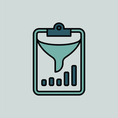 Poster - Data analysis report clipboard icon funnel chart graph