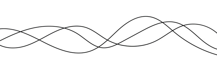 Poster - Squiggle line design element. Curved single line. Wavy, waving, line. Seamless pattern of continuous wavy lines. Vector illustration. 