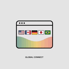 Poster - Global connection illustration website flags international communication