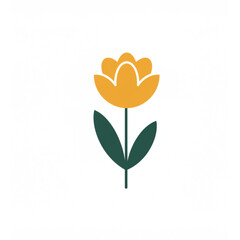Poster - A charming yellow tulip floral design perfect for branding projects, logos, and springtime decorations, offering a simple yet elegant aesthetic.