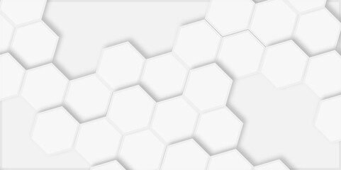 Aufkleber -  pattern of hexagons white background repeating hexagonal pattern with soft shadows around them.
