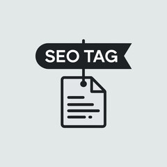 Poster - Seo tagging document icon for website optimization and digital marketing