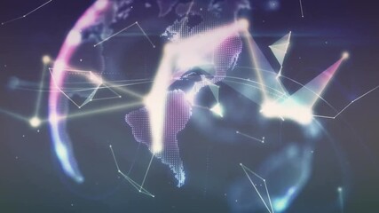 Poster - Dots appearing then forming triangular mesh merging into rotating globe visualizing connectivity