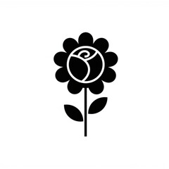 Poster - Elegant Black Flower Design Perfect for Branding Logos and Floral Icons a Stylish Scalable Graphic Resource