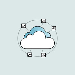 Fototapete - Cloud computing data analytics network visualization graphic