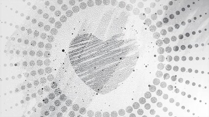 Poster - Grey white halftone abstract background with watercolor grunge heart. Seamless looping retro motion design. Video animation Ultra HD 4K 3840x2160
