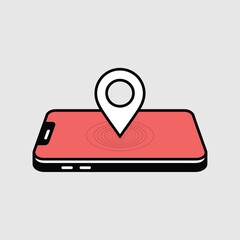 Poster - Smartphone location pin icon mobile gps navigation app interface