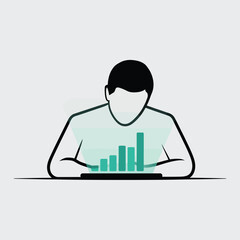 Poster - Person analyzing business growth chart on tablet device