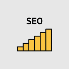 Poster - Seo optimization success bar graph icon illustration