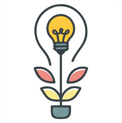 Poster - Lightbulb flower growing idea concept isolated on white background