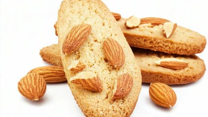 Poster - Freshly baked almonds on a clean white background