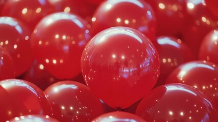 Poster - A bunch of red balloons suspended in mid-air, perfect for events or celebrations