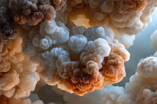 Abstract 3D Organic Cloud Shapes With Dots