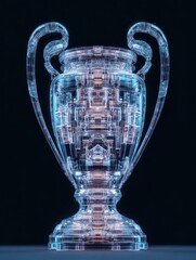 Aufkleber - Hologram of a Championship Trophy Emerging From Bracket Light in a Modern Digital Display Environment