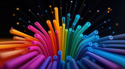 Fototapete - Vibrant lines radiate from the center in a colorful abstract
