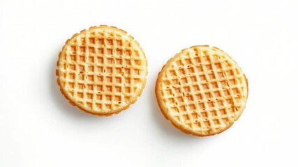 Poster - A pair of waffles sitting on a clean, white surface, ready to be served or enjoyed