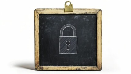 Poster - A blackboard with a padlock drawn on it, ideal for education or security-themed projects
