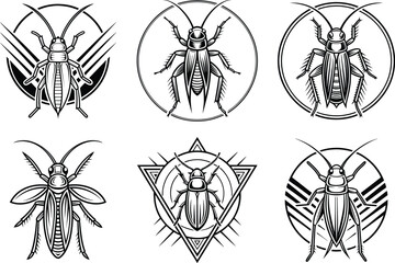 stylish cockroach line art designs perfect for logos branding and insect themed projects offering sc