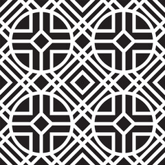 Poster - Modern Geometric Seamless Circular Pattern Black and White Decorative Artwork