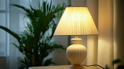 Aufkleber - A lamp sitting on a table with a simple design and minimal decor