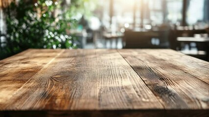 Aufkleber - A simple wooden table against a blurred background