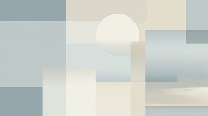 Poster - Pastel geometric forms creating minimalist pattern, blending soft hues into serene contemporary design background with clean aesthetic appeal