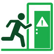 © Azadur - Adobe Illustrator Artwork Emergency fire exit sign. running man icon to door. Exit emergency arrow sign vector image. Fire evacuation sign. warning sign plate logo stock images illustration.