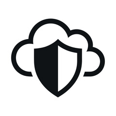 Fototapete - Cloud Security Icon with Shield Symbolizing Data Protection and Cybersecurity in a Simple and Modern Design