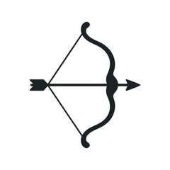 Poster - Simple Black and White Vector Illustration of a Bow and Arrow Ready to Shoot on a Clean White Background for Design