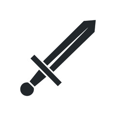 Poster - Simple Black Silhouette of a Medieval Sword on a White Background Representing Weaponry History Fantasy and Game Design Elements