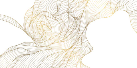 Aufkleber - Vector line golden wave on white background, abstract flow shape, water elegant illustration. Premium art graphic, river, ocean smooth element.