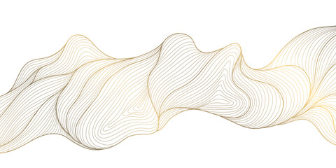 Aufkleber - Vector line golden wave on white background, abstract flow shape, water elegant illustration. Premium art graphic, river, ocean smooth element.