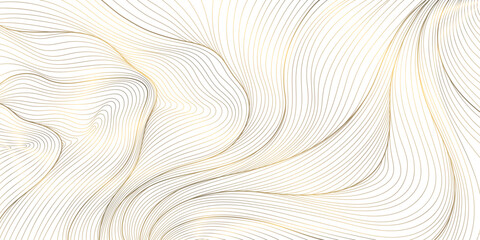 Aufkleber - Vector line golden wave on white background, abstract flow shape, water elegant illustration. Premium art graphic, river, ocean smooth element.