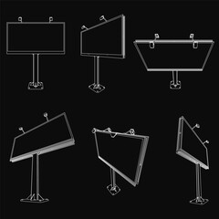 Poster - A series of black and white drawings of billboards. The billboards are all different sizes and shapes, but they all have the same basic design. The mood of the images is somewhat somber and serious
