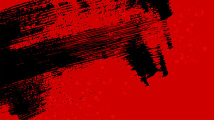 Poster - Red background with some diagonal black brush strokes in some areas.