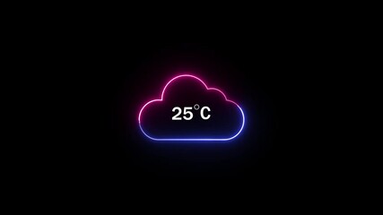 Poster - Cloud graphic displays weather temperature of twenty five degrees celsius.Weather temperature icon showing heat or cold level. Temperature icon represents current climate condition.
