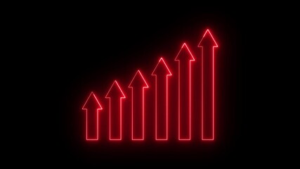 Poster - Glowing business arrow chart showing upward growth and progress. Business chart visualizes performance trends with glowing arrows. Arrow chart represents success and development.